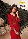 Master Virti Designer Latest Heavy Rayon Top With Embroidery Work Kurti With Skirt And Fancy Dupatta Collection